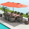 Costway 11 PCS Patio Dining Set with 15 ft Double-Sided Patio Umbrella 8 Armchairs Blue/Beige/Orange/Wine - 4 of 4