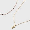 14K Gold Dipped Beaded Initial Necklace Set 2pc - A New Day™ Gold/Marron - 4 of 4