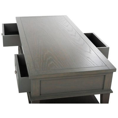 Transitional Ash Grey Rectangular Coffee Table with Storage