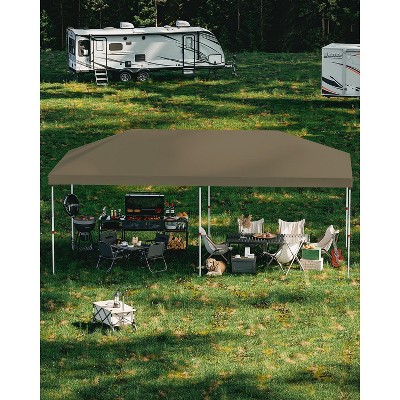 10x20 Pop Up Canopy - Easy Up Camping Tent with One Roller Bag, 3 Adjustable Height, 4 Weight Bags for Deck, Garden, Sports, Beach, Party