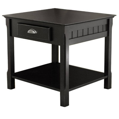 Timber End Table with One Drawer and Shelf - Black - Winsome