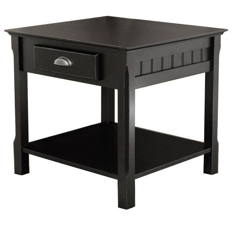 Timber End Table with One Drawer and Shelf - Black - Winsome, 1 of 8