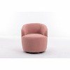 CAVINAS Teddy Fabric Swivel Accent Armchair, Barrel Chair with Ergonomic Backrest & Black Powder-Coated Metal Ring - 3 of 4