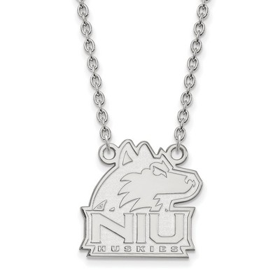 Black Bow Jewelry 14k White Gold Northern Illinois Huskies NCAA Necklace 18 Inch