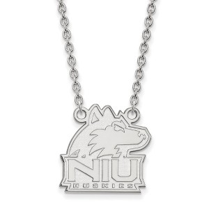 Black Bow Jewelry 14k White Gold Northern Illinois Huskies NCAA Necklace 18 Inch - 1 of 4