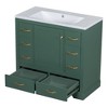 NicBex 36'' Bathroom Storage Cabinet with Sink, Bathroom Vanity, 1 Spacious Cabinet Door with Adjustable Shelf, 6 Drawers for Bathroom, Green - 2 of 4