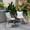 Emma and Oliver Set of Two All-Weather Boho Papasan Style Finish Faux Rattan Rope Patio Chairs with Cushions - 4 of 4