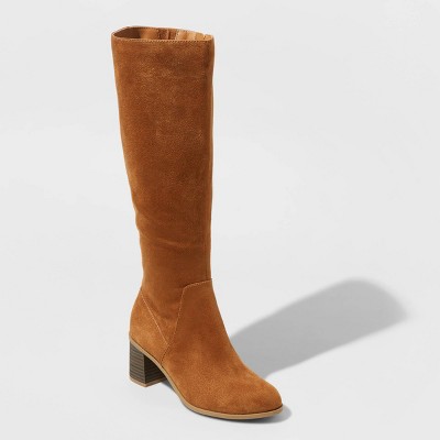 cognac suede knee high boots