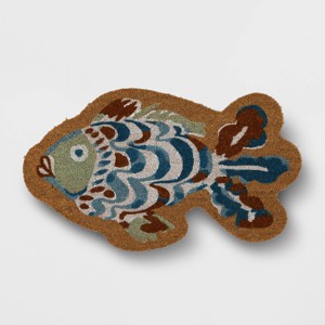 1'6"x2'6" Fish Tufted Outdoor Coir Doormat Blue/Green - Threshold™ - 1 of 4