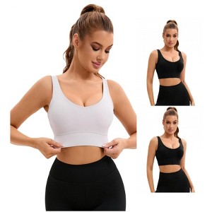 INSPIRE CHIC 3 Pcs Women's U Back V-Neck Padded Workout Crop Top with Built in Bra Sports Bras - 1 of 4