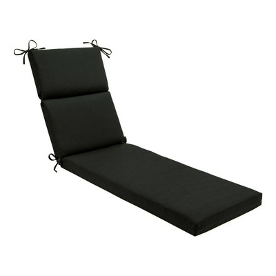 Fortress Black Outdoor Chaise Lounge Cushion with Ties