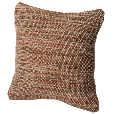 16" Handwoven Wool & Cotton Throw Pillow Cover with Woven Knit Texture