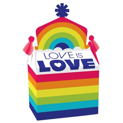 Big Dot of Happiness Love is Love - Gay Pride - Treat Box Party Favors - LGBTQ Rainbow Party Goodie Gable Boxes - Set of 12