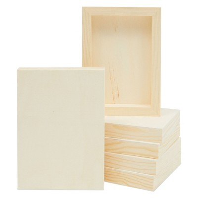 6 Pack Unfinished Wood Canvas Boards for Painting, 6x6 Square