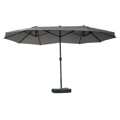 Outsunny 15ft Patio Umbrella Double-Sided Outdoor Market Extra Large Umbrella with Crank Handle for Deck, Lawn, Backyard and Pool