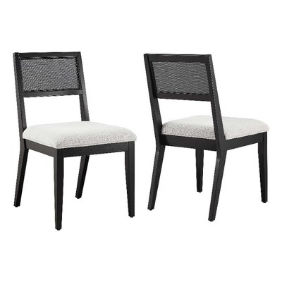Modway Nimba Faux Rattan Fabric Dining Chairs Set of 2