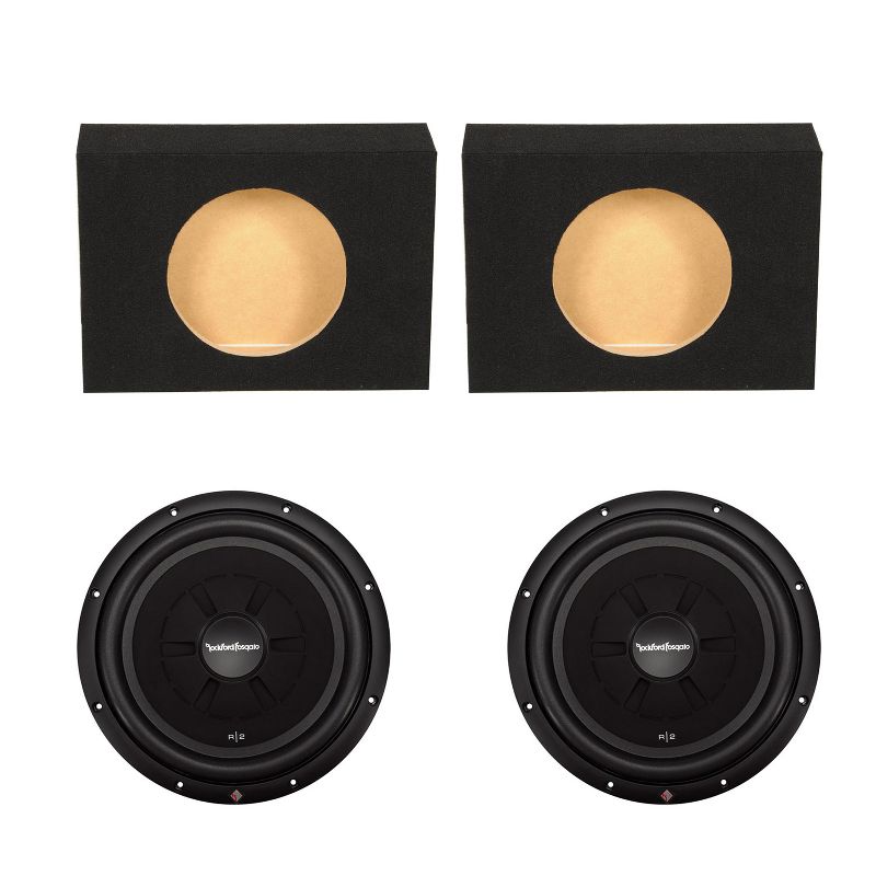 QPower Single 12 Inch Shallow Sealed Subwoofer Enclosure Box (2 Pack) and Pyle R2SD4-12 500 Watt DVC 4 Ohm Subwoofer (2 Pack), 1 of 7
