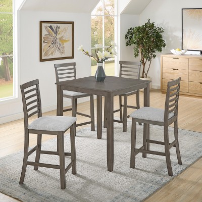 Grungis 5 Piece Retro-style Dining Table Set,Wooden Bar Table and Chairs Set for 3 Chairs with Breakfast,Dining Table Set for Kitchen