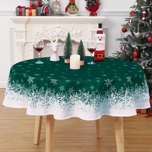 Classic Winter Snowflake Christmas Tablecloth,Winter Holiday Snowflake Print Xmas Easy Care Table Cloth Decoration Table Cover - 1 of 4