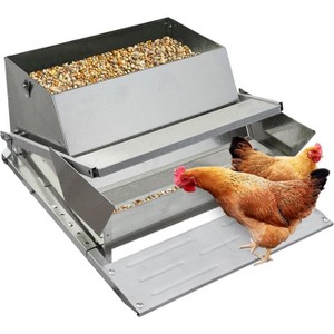Acekool Automatic Chicken Feeder with Treadle, 27 LB Large Galvanized Steel Rat Proof No Waste Poultry Feeder for 10 Chickens - 1 of 4