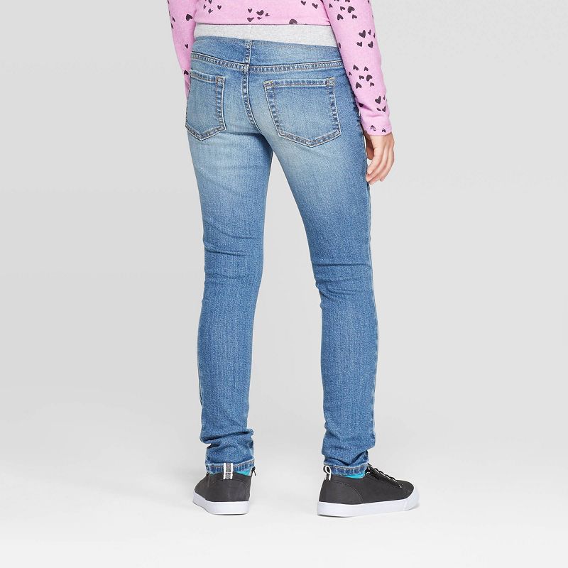Girls' Mid-Rise Knit Waist Pull-On Skinny Jeans - Cat & Jack™, 2 of 4