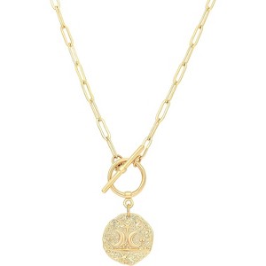 "18K Gold Plated Pendant Necklace, Moon Star Lion Evil Eye Heart Cross Charms, Paperclip Chain Choker, Dainty Layering Jewelry for Women" - 1 of 4