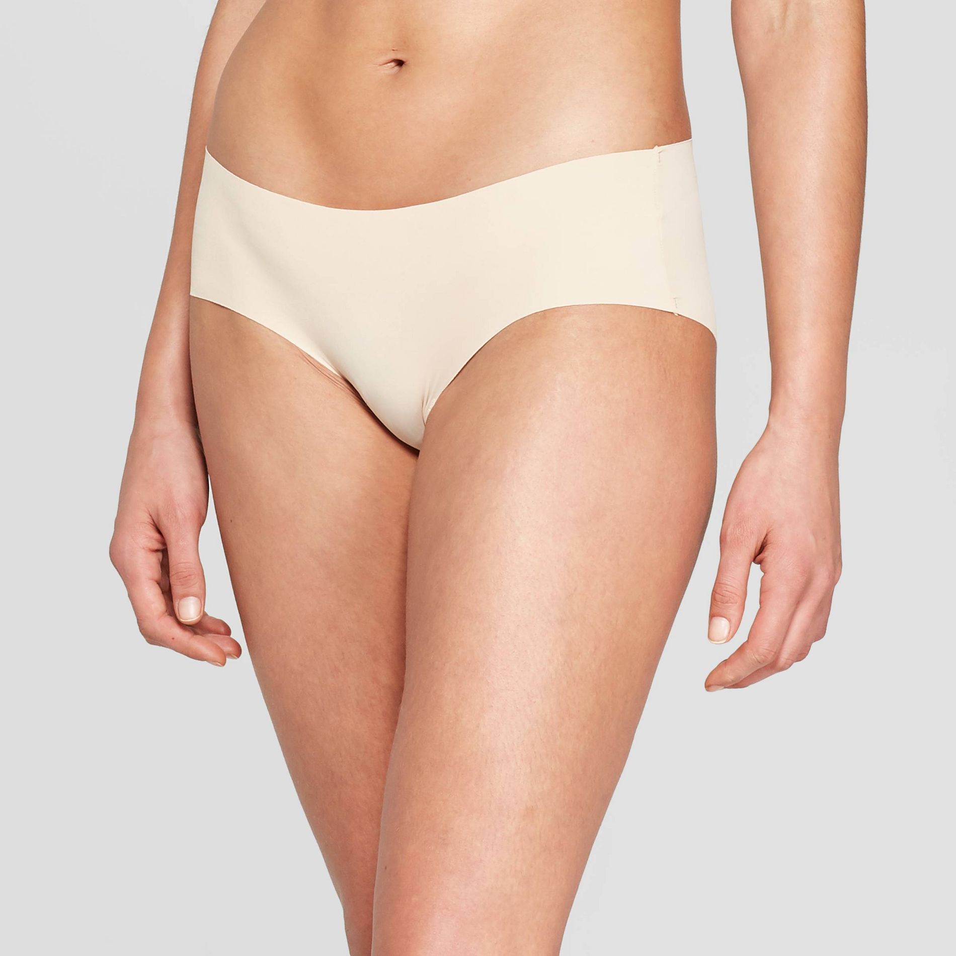 Women's Invisible Edge Hipster Underwear - Auden™ Soft Beige L: Seamless, No Show, Midweight Fabric