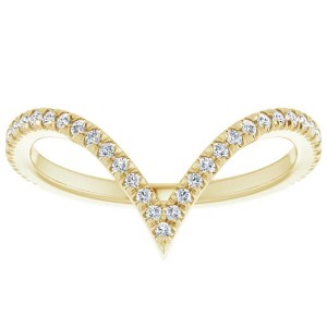 Pompeii3 1/4Ct Diamond V Shape Ring Contour Stackable Band in White, Yellow, or Rose Gold - 1 of 2