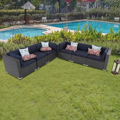 6pc Patio Rattan Sofa Set - Captiva Designs