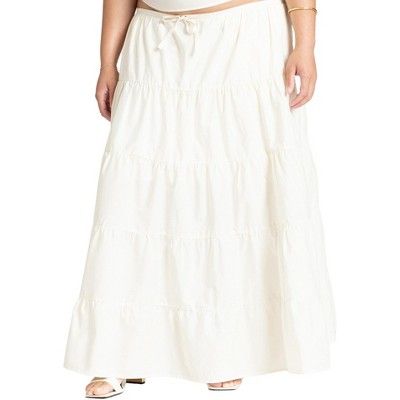 ELOQUII Women's Plus Size Tiered Maxi Skirt
