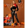 INSPIRE CHIC Women's Velvet Scoop Neck Long Sleeve Solid Crop Top - 3 of 4