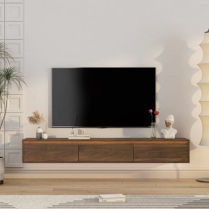 Chic Crate - 65" Floating Media Console w/ RGB Backlighting & Smart Power Hub - Acrylic-Glass Hybrid Wall Mount for Living Room/Home Theater - 1 of 4
