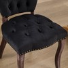 HDZNVF Set of 2 French Vintage Tufted Upholstered Fabric Dining Chair, Black - 4 of 4