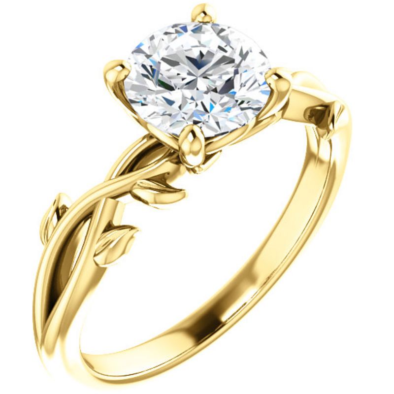 Pompeii3 1 1/4 ct Solitaire Moissanite Vine Engagement Ring 14k Yellow Gold, 3 of 5