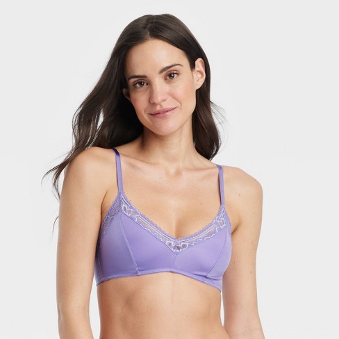 Women's Lace Trim Lingerie Bralette - Auden™ Purple Xs : Target