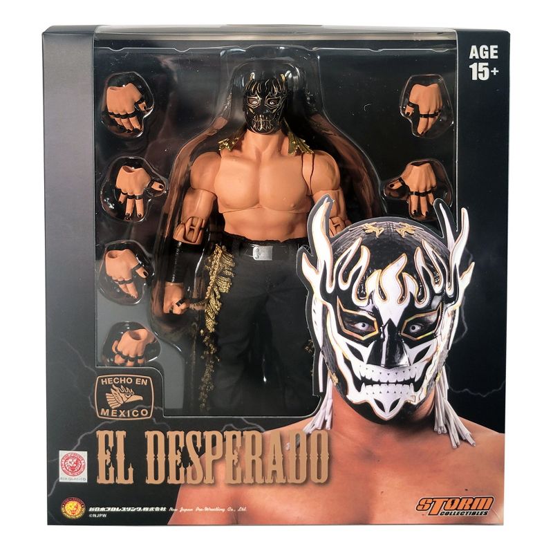 New Japan Storm Collectibles Ringside Exclusive All Black Mask El Desperado Action Figure (Chase Variant), 1 of 4