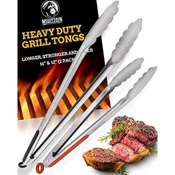 Unique Bargains BBQ Barbecue Buffet Meat Bread Food Metal Clip Locking  Tongs Silver Tone 3 Pcs