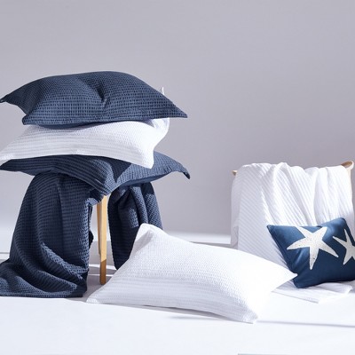 Navy Twin Cotton Waffle Weave Comforter Set