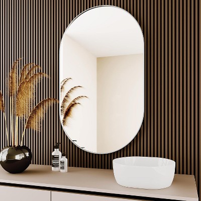 Oval Bathroom Mirror for Over Sink, Black Wall Mounted Decor Mirror, Decorative Oval Wall Mirror