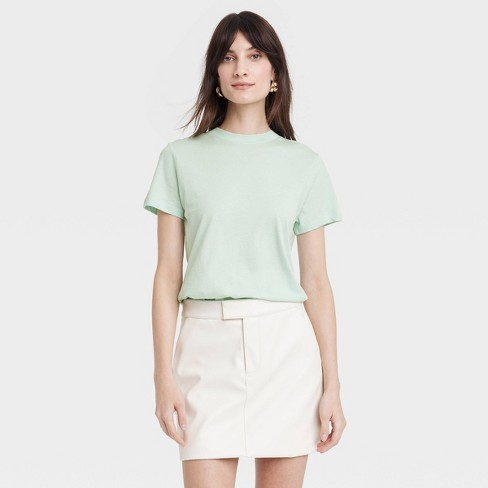 Women's Short Sleeve T-shirt - A New Day™ Light Teal L : Target