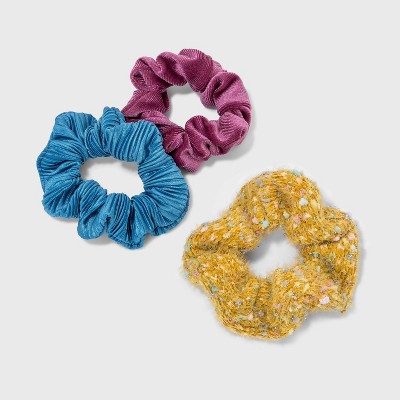 Hammered Velvet Fuzzy and Pleated SatinHair Twister Set 3pc - Wild Fable™