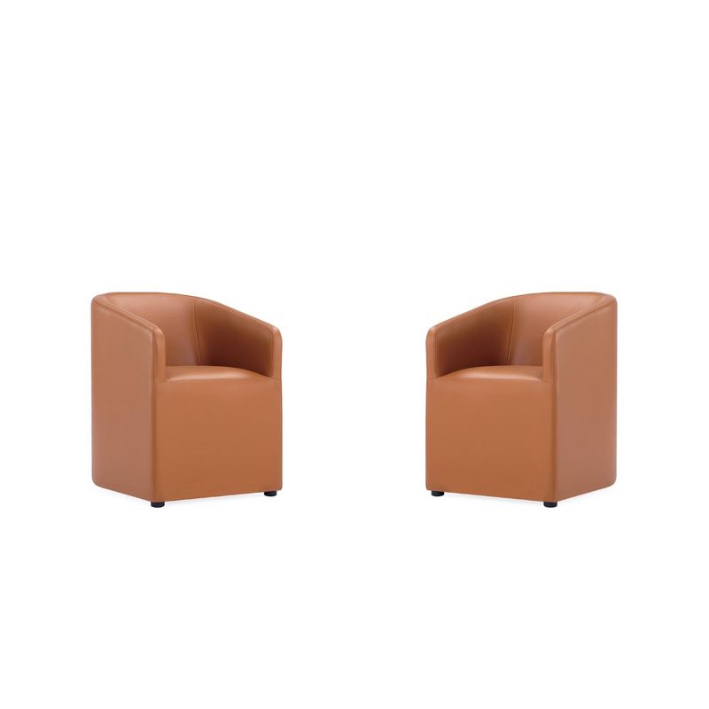 Set of 2 Anna Modern Round Faux Leather Dining Armchairs - Manhattan Comfort, 1 of 12