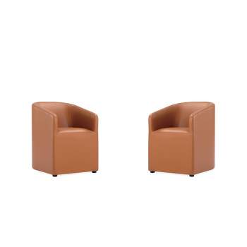 Set of 2 Anna Modern Round Faux Leather Dining Armchairs - Manhattan Comfort