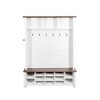ACEPANO 56.3 in. W 4-in-1 Hall Trees with 6 Hooks, Adjustable Shelves & 16 Open Compartments-White - 3 of 4