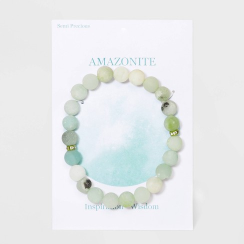 Semi Precious Amazonite Beaded Stretch Bracelet Green Target