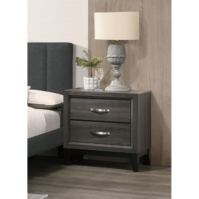 Vynxaria Bedroom Furniture Rustic GARY Oak Simple 1pc Nightstand 2-Drawers Bed Side Table Solidwood