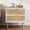 AMERLIFE 20" W Rattan Boho Nightstand With 2 Ample Storage Drawer - 3 of 4