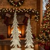 Gold Silver Mosaic Pine Tree Set Iron Tabletop Decor 17.25 Inch Height Holiday Accent by Melrose - 2 of 3