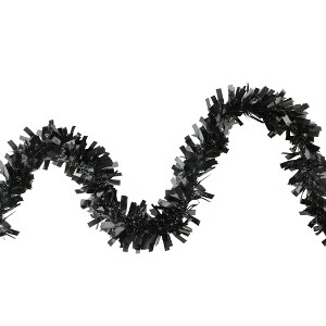 Northlight Wide Cut Halloween Tinsel Garland - 50' - Black - Unlit - 1 of 3