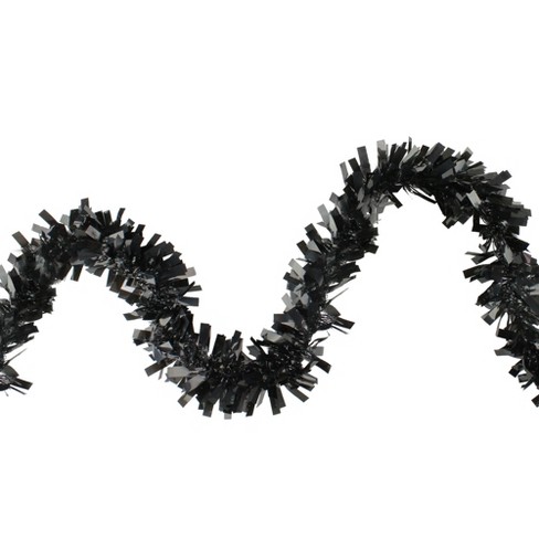 Northlight 50' Wide Cut Black Halloween Tinsel Garland - Unlit